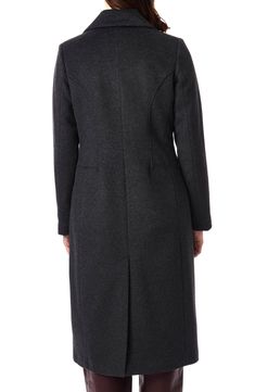 Look classy while staying comfortably covered up in this handsome longline coat crafted from a warm wool blend. 45" length (size Medium) Notched lapels Lined 52% wool, 43% polyester, 5% other fibers Dry clean Imported Fitted Long Wool Pea Coat, Fitted Long Wool Sweater Coat, Fitted Wool Coat With Lapel Collar For Cold Weather, Gray Wool Coat With Notch Lapel, Long Wool Outerwear For Work, Fitted Wool Long Sweater Coat, Long Wool Pea Coat For Workwear, Long Wool Pea Coat For Work, Longline Coat