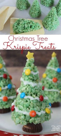 christmas tree krispy kreme treats on a plate