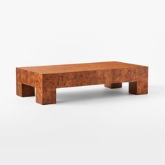 a coffee table made out of wood on a white background