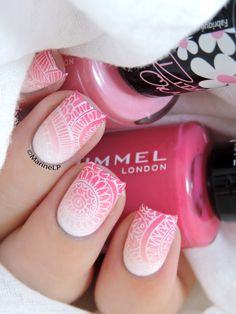 exquisite pink nails www.finditforweddings.com Nail art Pink and white nails Easy Nails, White Nail Art, Ombre Nail Designs, Simple Nail Art Designs, Pink Nail Designs, Nail Swag, Nailed It