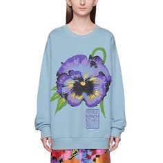 Blue organic cotton x Ken Scott floral-print sweatshirtFeaturing floral print to the frontRibbed edgeRound neckDrop shoulder and long sleeves. Material: 100% organic cottonMade in Italy