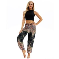 Material: Polyester Style: Street Style2: Bloomers Waist Type: High Waist Fashion Element: Pattern Size: One Size Style Type: Street Hipster Yoga Bottoms, Harem Pants Men, Bohemian Pants, Sports Activewear, High Waist Yoga Pants, Boho Pants, High Waist Fashion, Belleza Natural, Yoga Women