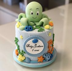 there is a cake with an octopus on it