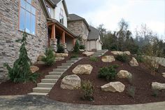 a house with stone steps leading up to it