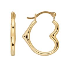 Add the perfect touch of romance to your look with these 10k gold heart-shaped hoops. EARRING DETAILS Length: .63 in. Backings: click-it Metal: 10k gold Packaging: boxed Size: One Size. Color: Yellow. Gender: female. Age Group: adult. Louis Vuitton Earrings, Gold Packaging, White Hoop Earrings, Pink Sapphire Earrings, Gold Heart Earring, Heart Hoop Earrings, Gold Rhinestone, Square Earrings, Heart Earrings Studs