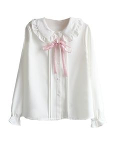 Color: White, Size: L Bowknot Blouse, White Chiffon Blouse, Chiffon Shirt Blouse, Chiffon Blouses, Girls Blouse, White Chiffon, Women Blouses, Chiffon Shirt, Blouse Shirt