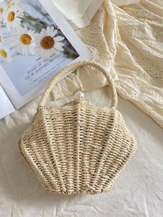 Elena Handbags Summer Straw Shell Shape Shoulder Purse Elegant Natural Color Beach Bag For Vacation, Elegant Natural Beach Bag For Vacation, Elegant Natural Beach Bag For Beach Season, Elegant Open Weave Crochet Bag For Vacation, Elegant Vacation Crochet Bag With Open Weave, Elegant Bucket Beach Bag, Elegant Woven Beach Bag, Elegant Woven Beach Bag For Vacation, Elegant Natural Straw Bag