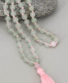 Beaded Mala Green Gemstone Beads Mala For Healing, Spiritual Jade Beads For Meditation, Green Mala With 8mm Beads For Healing, Rose Quartz 108 Beads Jewelry For Meditation, Green Aventurine Beaded Necklaces For Meditation, Green Aventurine Beaded Necklace For Meditation, Spiritual Rose Quartz Beaded Necklaces For Healing, Spiritual Healing Rose Quartz Beaded Necklaces, Spiritual Rose Quartz Beaded Necklaces