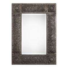 an ornate mirror is shown against a white background