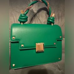 Aferabethh 2way Bag By Aldo Nwt Green Gold Studs & Hardware Goldtone Back Zipper Interior Zippered Pocket & Open Pouch Approx Measurements 9” X 6” X 3.5” Handle 5” *Shoulder/Crossbody Chainlink Strap Included Top Handle Box Bag With Detachable Strap For Errands, Green Rectangular Satchel With Detachable Strap, Green Tote Box Bag With Detachable Strap, Elegant Green Bags For Errands, Chic Square Shoulder Bag With Metal Hardware, Elegant Box Bag For Errands With Handles, Green Rectangular Flap Bag With Top Carry Handle, Green Top Handle Box Bag, Green Satchel Box Bag With Top Carry Handle