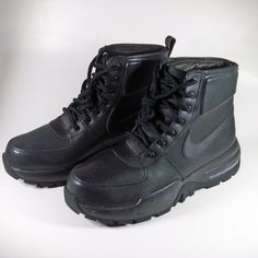 Brand New, With Box Nike Black Hiking Boots With Round Toe, Nike Black Hiking Boots, Nike Black Waterproof Sports Boots, Nike Black Waterproof Boots For Sports, Nike High-top Work Boots For Sports, Nike Black Boots For Outdoor Activities, Nike Black Hiking Boots For Outdoor, Nike Black Boots For Outdoor Work, Functional Black Nike Boots