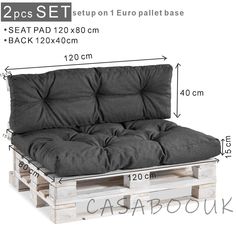 a couch made out of wooden pallets with measurements