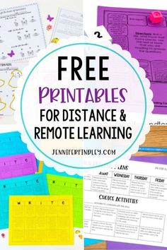 free printables for distance and remote learning