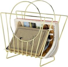 Mid-Century Brass Plated Metal Wire Handbag Shaped Magazine Holder Rack-MyGift Waiting Room Bedroom, Home Entryway, Handbag Design, Table Counter, Magazine Storage, Retro Handbags, Shape Magazine, Magazine Holder, Home Office Storage