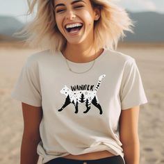 Edit | wander cat shirt, cat themed gift, nature hiking shirt, celestial cat tshirt, cat lovers gift idea tshirt gift for cat person, cat mom