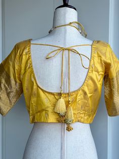 Yellow pure silk blouse size 38-42 Silk Saree Blouse, Saree Blouse, Silk Blouse, Pure Silk, Saree, Fine Jewelry, Silk, Yellow, Pure Products