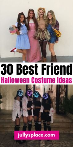 halloween costume ideas for girls with the words 30 best friend halloween costume ideas on them