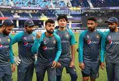 the pakistan cricket team poses for a photo before their match against india at the national stadium in new delhi