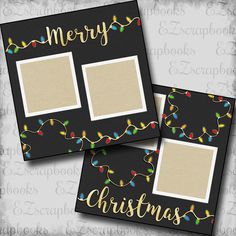 two christmas cards with lights on them