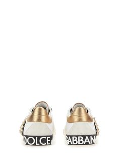 Upper: 100% Leather Sole: 100% Rubber Luxury Leather Sneakers With Metallic Logo, Luxury Sneakers With Leather Sole And Flat Heel, Chic Leather Sneakers With Studded Rubber Outsoles, Chic Leather Sneakers For Streetwear, Vintage Sneakers, Stefano Gabbana, Feminine Chic, Gold Models, Italian Style