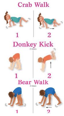 a poster showing how to do a crab walk for the first time in 3 minutes