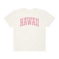 Get ready to soak up the sun and embrace the beach life with our Hawaii Shirt. This trendy and comfortable shirt is perfect for summer adventures, beach vacations, or simply lounging by the shore. With its beachy design and VSCO coconut girl aesthetic, this shirt is a must-have addition to any beach lover's wardrobe. Show off your love for the beach and make a stylish statement with our Hawaii Shirt - the perfect gift for her or yourself. Printed on Comfort Colors Tee. ****PLEASE NOTE**** This i