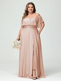 Lavetir sells a large selection of 2025 plus size bridesmaid dresses and wedding party dresses online. Our style creates a graceful and balanced silhouette that's perfect for plus sizes. Ideal for plus-size figures who want to accentuate their curves. Here is the dress detail: Fabric: Chiffon; Silhouette: A-Line/Princess; Neckline: Off-the-Shoulder; Hemline/Train: Floor-Length; Embellishment: Pockets; Split Side; Sleeve: Short Sleeves; Waist: Natural; Back Style: Zipper; Built-In Bra: Yes; Seaso Bridesmaids Dresses With Pockets, Bridesmaid Plus Size Dresses, Best Bridesmaid Dresses For Plus Size, Pink Bridesmaid Dresses Plus Size, Blue Bridesmaid Dresses Plus Size, Quince Outfits, Groomsmen Dress, Plus Size Bridesmaid Dresses, Plus Size Brides