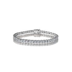 Libby 9 Carat Round Brilliant Lab Grown Single Row Diamond Bracelet in 14k White Gold Full View Diamond Tennis Bracelet, Tennis Bracelet Diamond, Tennis Bracelet, Round Brilliant, Lab Grown, Lab Grown Diamonds, Diamond Bracelet, The Row, Tennis