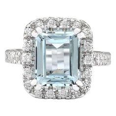 Luxury Topaz Ring With Halo Design For Formal Occasions, Gia Certified White Gold Topaz Ring, 14k White Gold Diamond Ring, Diamond Bracelet Design, Zero Tolerance, Aquamarine Jewelry, Gold Diamond Ring, White Gold Diamond Rings, Women Diamond