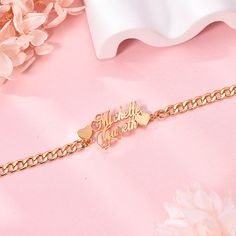 Item: 2022BR0131 Material: Copper. Color: Gold. Chain Length: 5.5",6.5",7.5",8.5". Width: 8mm. Process: Gold plated. Recipient: Women, Men, Mom, Wife, Girl Friend, Boy Friend, Children, Family. Product Type: Jewelry. Gift Type: Bracelet. Occasions: Valentine's Day, Mother's Day, Father's Day, Christmas, Birthday, etc. Bracelet Type: Name Bracelet. Brand: Silviax Jewelry. Rose Gold Adjustable Chain Bracelet For Valentine's Day, Valentine's Day Rose Gold Adjustable Chain Bracelet, Personalized Gold Chain Bracelet For Valentine's Day, Custom Name Bracelets For Valentine's Day, Metal Heart Bracelet For Valentine's Day Anniversary, Personalized Heart-shaped Chain Bracelet For Mother's Day, Personalized Heart Chain Bracelet For Mother's Day, Personalized Metal Heart Bracelet For Valentine's Day, Mother's Day Name Bracelet With Adjustable Chain