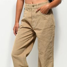 The Empyre's Tori Corduroy Skate Pants Have A Loose Fit Through The Thighs And Calves. These Loose Jeans Have A Versatile Khaki Colorway And Have A Classic 5-Pocket Configuration, With Two Slash Hand Pockets, A Stash Pocket, And Two Rear Patch Pockets. They Are Finished Off With Brand Embroidery On The Right Hip And A Woven Brand Patch At The Back Waistline. Size 2. Light Beige. 100% Cotton. Machine Wash Cold, Tumble Dry Low. Imported. New With Tags Attached. Corduroy Skate Pants, Empyre Pants, Empyre Jeans, Skate Pants, Brand Embroidery, Corduroy Overalls, Green Cargo Pants, Dad Jeans, Corduroy Jeans