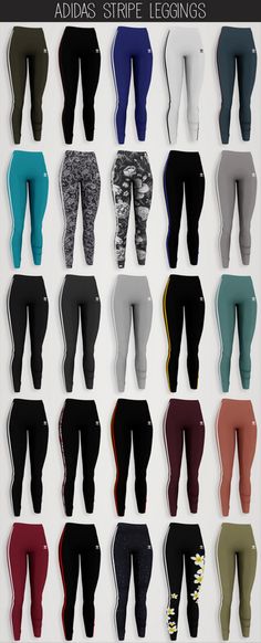 the leggings are all different colors and sizes