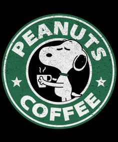 peanuts coffee sticker on a black background