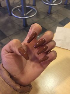 Brown Nail, Fall Acrylic Nails, Brown Nails, Pretty Acrylic Nails, Dope Nails, Best Acrylic Nails, Long Acrylic Nails, Gorgeous Nails