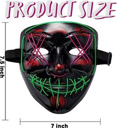 Our package includes 1 Halloween Themed LED face Mask and 1 pair of gloves in multicolors purple and green, making your Halloween party glow in the dark. Very Comfortable. Two Foams Are Placed In the Chin and Forehead Area and One String Included. Easy and Comfortable to Wear it. Battery Powered. The LED Mask Is Operated By 2 AA Batteries with 3 Flashing Modes: Steady On, Slow Flash and Quick Flash. Perfect for Roleplay, Cosplay, Halloween Trick or Treat Events. Add Lots of Fun to Your Halloween Halloween Light-up Costume Accessories For Cosplay, Light-up Costume Accessories For Halloween Cosplay, Black Light-up Costume Accessories For Halloween, Halloween Light-up Black Costume Accessories, Halloween Light-up Costume Accessories, Light-up Costume Accessories For Halloween, Light-up Costume Accessories For Halloween Party, Led Face Mask, Scary Mask