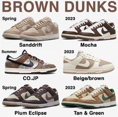 Old School Nike Shoes, Shoes That Goes With Every Outfit, Brown Jordan 4s, Brown Dunks, Tenis Nike Jordan, Brown Nike Shoes, Retro Nike Shoes, Best Nike Shoes, 2023 Beige