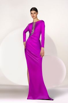 HerTrove-Long buttoned sleeves high slit gown Sabrina Neckline, Fashion Advisor, Dress Fitted, Mermaid Skirt, Mermaid Dress, Beautiful Gowns, Lebanon, I Dress, Evening Dress