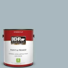 a pink paint can with the words behr premium plus on it's side