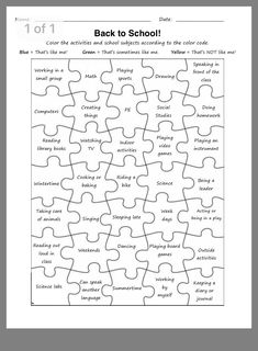 the back to school puzzle is shown in black and white, with words on it