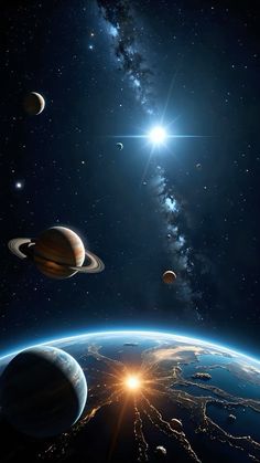 an artist's rendering of the planets in space