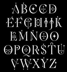 an old english alphabet in white on black