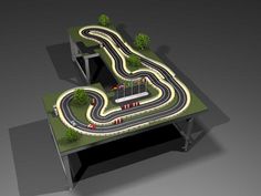 a table with a racing track on it