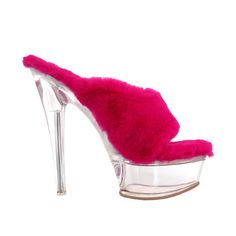 Faux fur with man made sole Slip-on styling Heel measures approx. 5.75" H Platform measures approx. 1.5" H Imported Heels Slippers, Fur Texture, Fur Shoes, Pamper Yourself, Fuchsia Color, Black Faux Fur, Comfy Shoes, Neon Yellow, Womens Heels