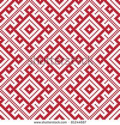 an abstract knitted pattern in red and white