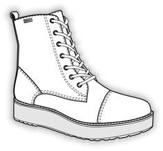 a black and white drawing of a boot with laces on the outstep