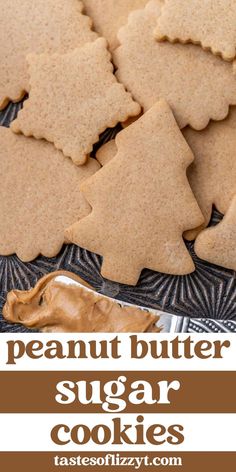 peanut butter sugar cookies are arranged on a plate