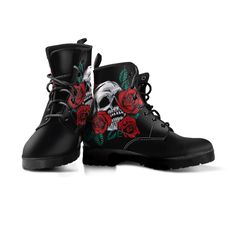 Black Skull Women's Leather Boots, Goth Gothic Rock Boots, Handmade, Handcrafted Vegan friendly leather Boots for girls . SHIPPING: Attention Due to recent curfew regulations out production partner will be off until 3th April and this is why there may be slowness in our production and also on the deliveries. Please refer the estimated delivery dates shown in the shipping and cart page. Check out more boot designs here: https://www.etsy.com/shop/MaysDesignCo/ Product Details; ▶ Not sold in stores Boots Goth, Boots For Girls, Rock Boots, Gothic Rock, Black Skull, Thick Socks, Black Skulls, Leather Boots Women, Soft Textiles