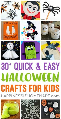 These quick and easy Halloween kids crafts can be made in under 30 minutes using items that you already have around the house! No special tools or skills are required, so ANYONE can make these cute Halloween crafts for kids! Great fun for the entire famil Fun Halloween Games, Halloween Games For Kids, Halloween Preschool