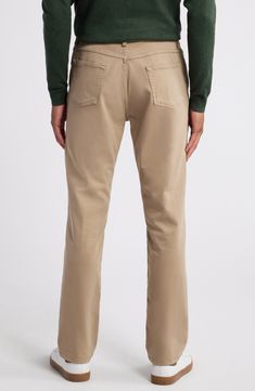 A sateen finish elevates the polished look of these straight-leg pants styled with a five-pocket design for the perfect balance of casualness. 15 1/2" leg opening; 10 1/2" front rise (size 33 x 32) Zip fly with button closure Five-pocket style Unlined 99% cotton, 1% elastane Machine wash, line dry Imported Chinos With Belt Loops And Straight Leg, Classic Relaxed Fit Full-length Cargo Pants, Chino Cotton Twill Jeans For Fall, Relaxed Fit Twill Pants With Pockets, Straight Leg Cargo Pants With Hip Pockets, Classic Full Length Relaxed Fit Cargo Pants, Straight Fall Pants With Pockets, Fall Straight Pants With Pockets, Fall Straight Leg Chino Cotton Twill Cargo Pants