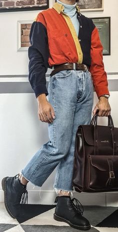 Outfit Ideas 80s Style Grunge, 90s Masculine Fashion, Cool 80s Outfits Men, Alternative Fashion 80s, Masculine 80s Outfits, Queer Mens Fashion Casual, Retro Outfits 70s Vintage Fashion Men, 70s Nerd Fashion, 70s Masculine Fashion